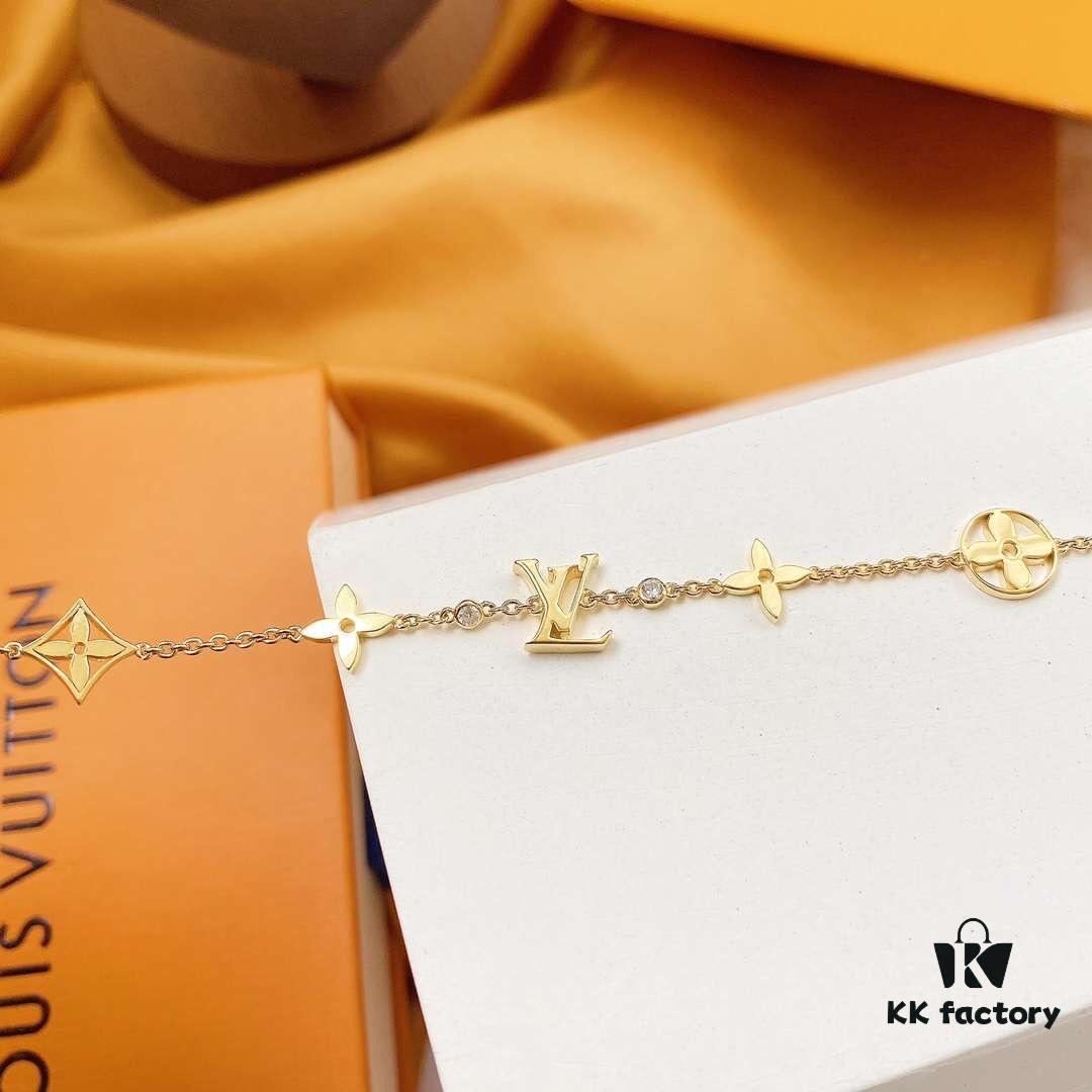 692fcce499f2d84055c89745 LV Gold-Tone Letter and Flower Bracelet