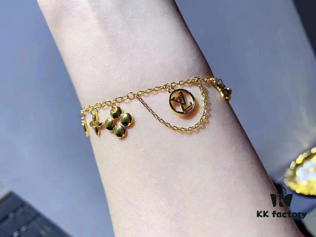 692fcced99f2d84055c89757 Luxury LV Irregular Monogram Bracelet in Rose Gold, Thick Electroplated Elegant Design, Adjustable Length