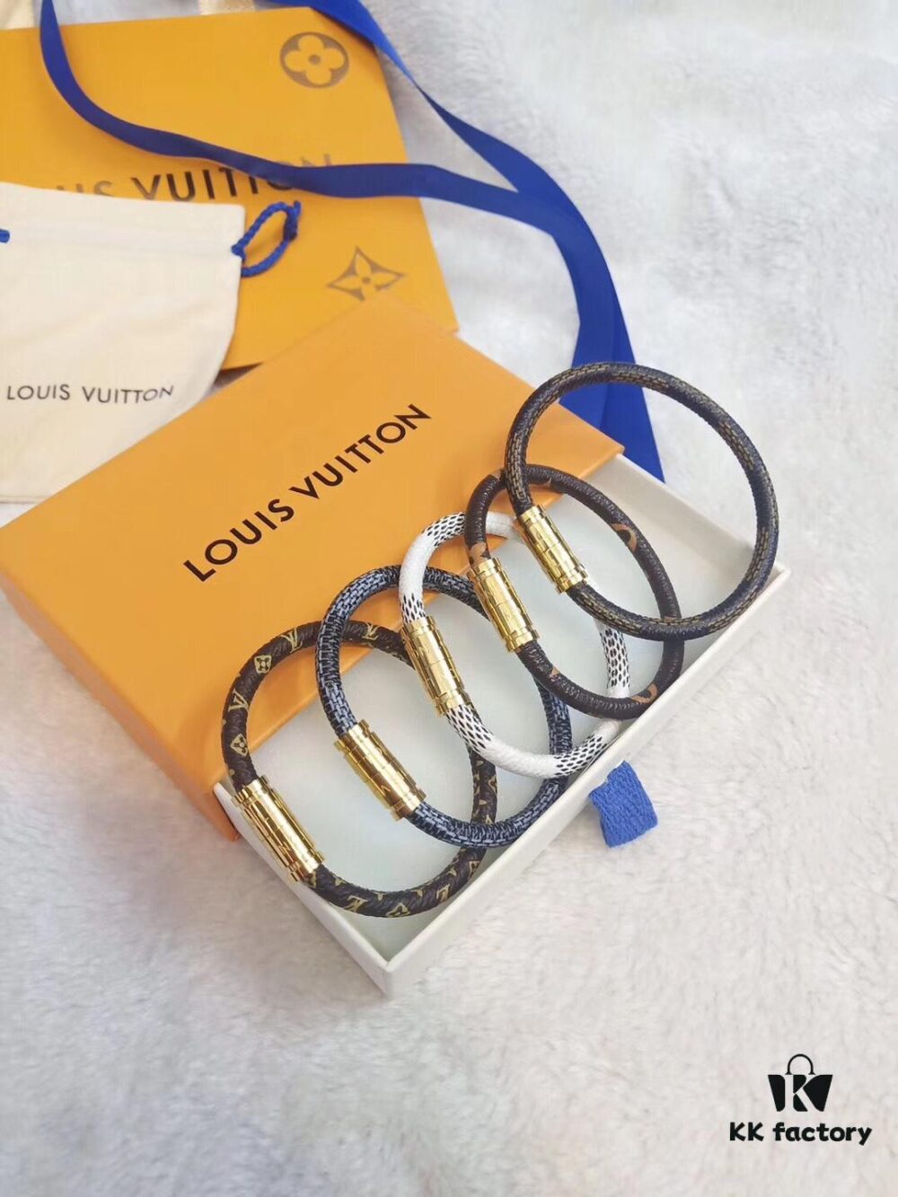 Louis Vuitton LV Monogram Canvas Leather Strap Unisex Bracelet