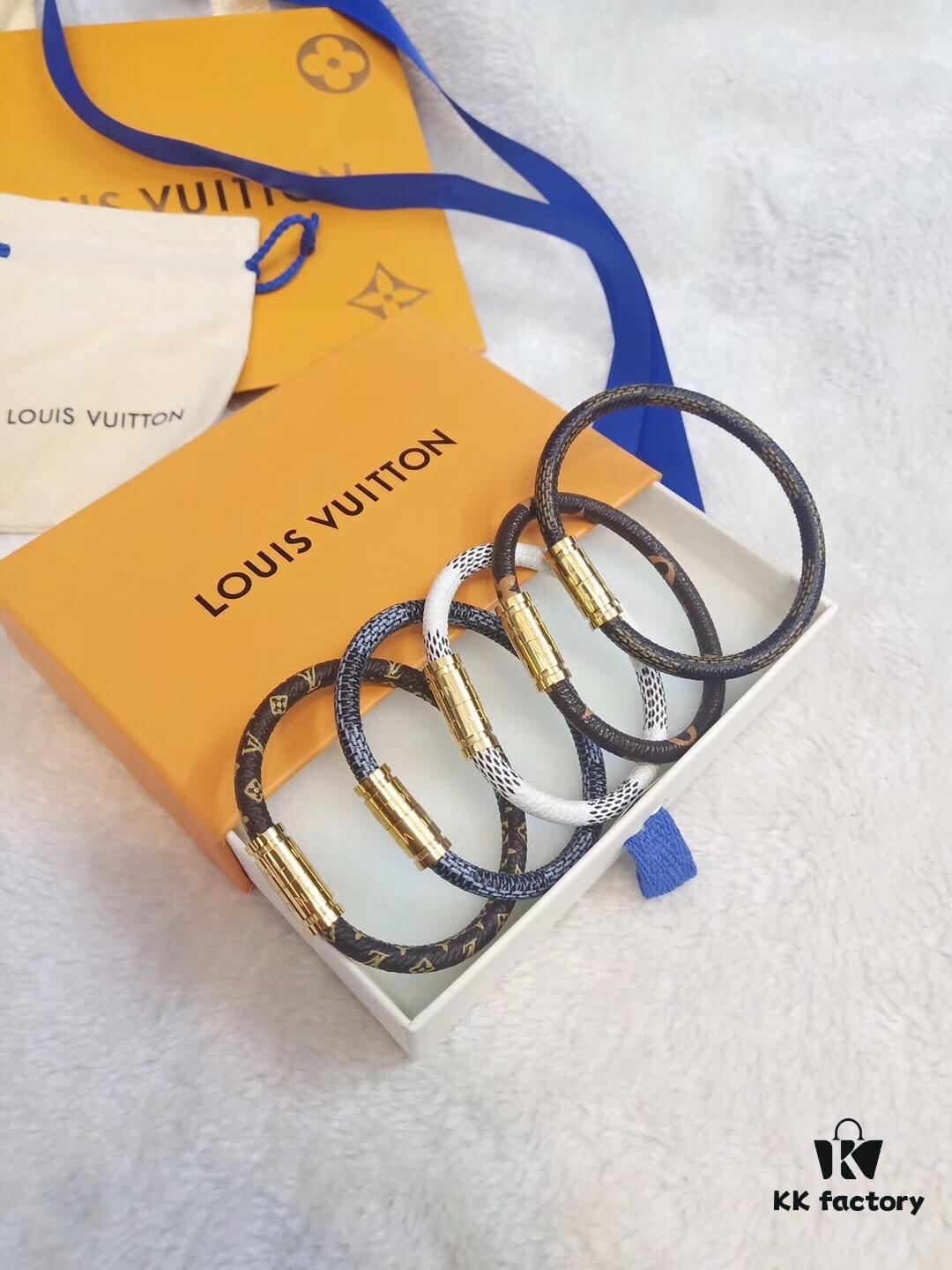692fccf099f2d84055c8975a Louis Vuitton LV Monogram Canvas Leather Strap Unisex Bracelet