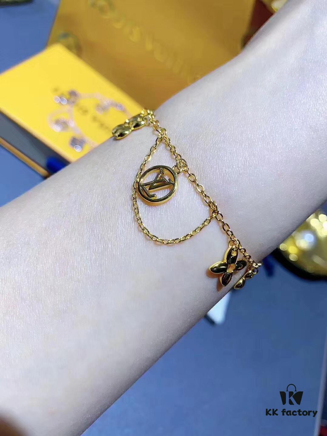 692fccf099f2d84055c8975b Luxury LV Irregular Monogram Bracelet in Rose Gold, Thick Electroplated Elegant Design, Adjustable Length