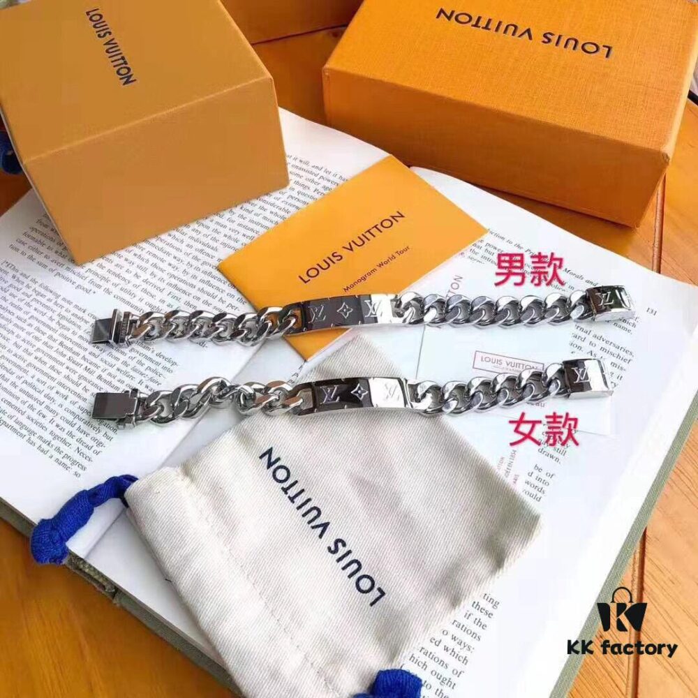 692fcd0099f2d84055c89778 LV Long Plaque Thick Bracelet, Unisex Stylish and Handsome Design, Available in Men's and Women's Sizes