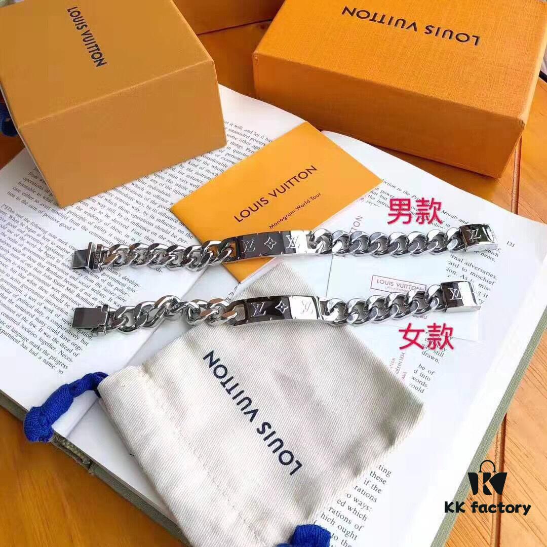 LV Long Plaque Thick Bracelet, Unisex Stylish and Handsome Design, Available in Men's and Women's Sizes