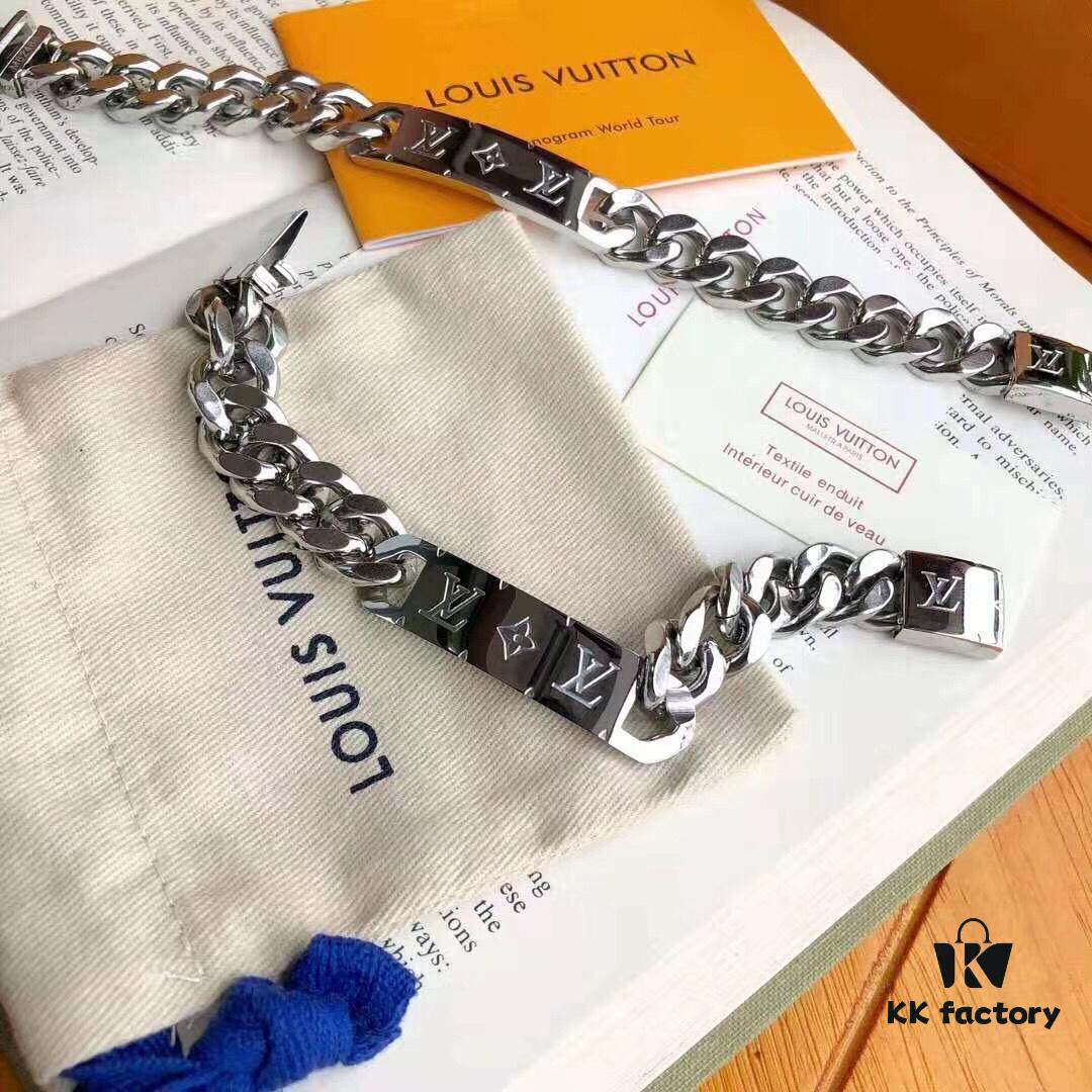 LV Long Plaque Thick Bracelet, Unisex Stylish and Handsome Design, Available in Men's and Women's Sizes