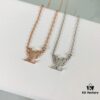 692fcd0999f2d84055c89789 LV Letter Single Diamond Necklace in 18K Gold Plated Rose Gold and Silver
