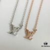 692fcd0999f2d84055c8978b LV Letter Single Diamond Necklace in 18K Gold Plated Rose Gold and Silver