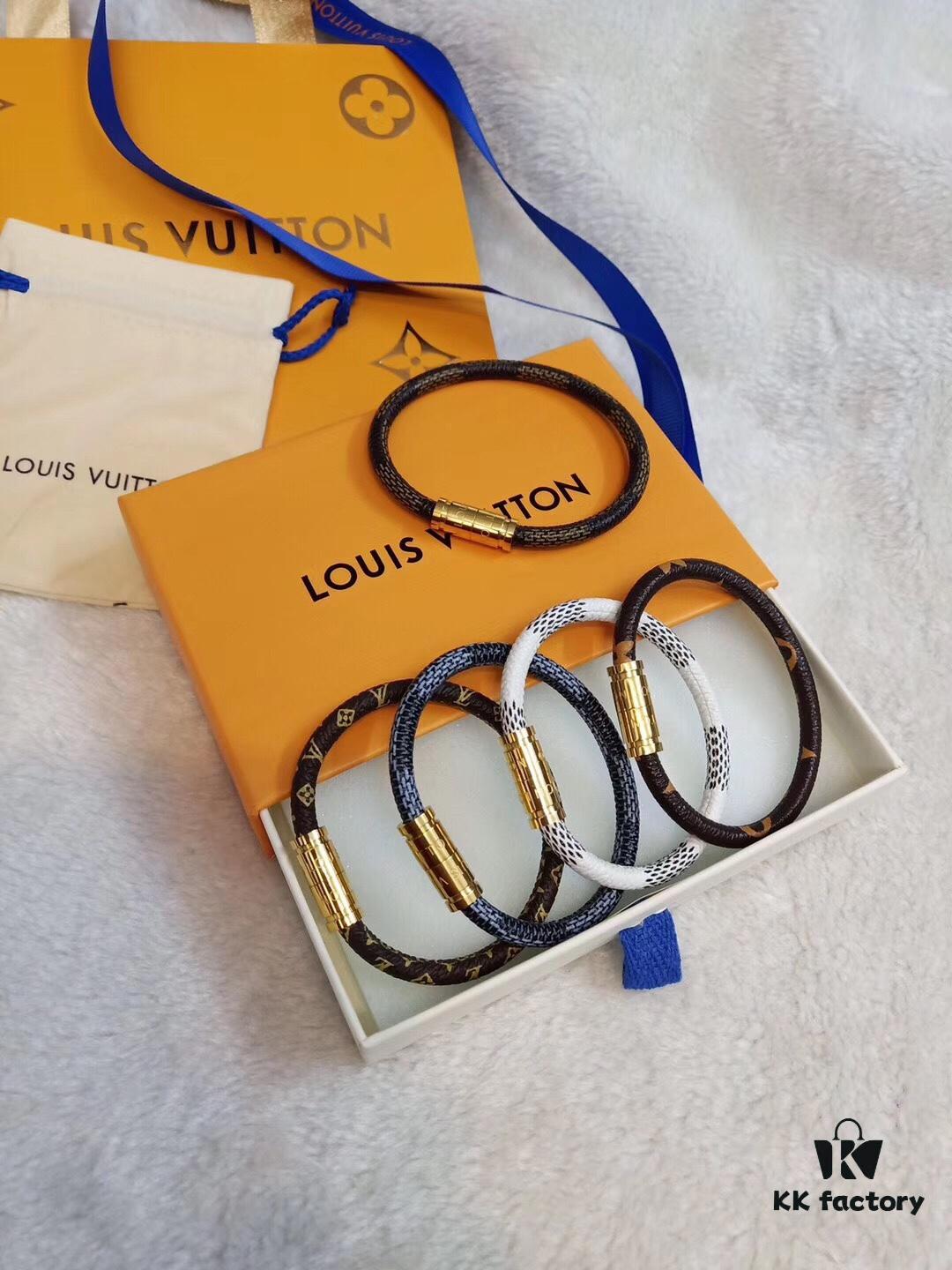 692fcd0e99f2d84055c89796 Louis Vuitton LV Monogram Canvas Leather Strap Unisex Bracelet
