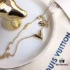 692fcd1099f2d84055c8979a LV Letter Necklace, V-Shaped Polished Pendant in Alloy with 18K Gold Plating, Available in Gold, Silver, and Rose Gold