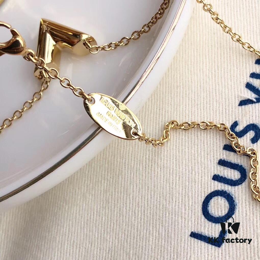 692fcd1099f2d84055c8979c LV Letter Necklace, V-Shaped Polished Pendant in Alloy with 18K Gold Plating, Available in Gold, Silver, and Rose Gold