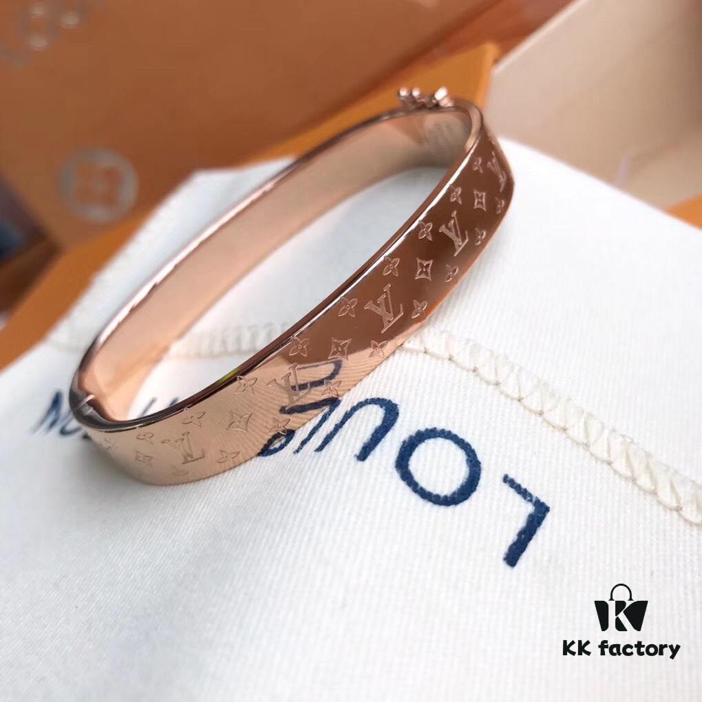 692fcd1299f2d84055c8979e Exclusive In-Stock! LV NANOGram Bracelet with Classic Monogram Pattern, Wide Cuff Design with Louis Vuitton Rivets, Elegant and Unique, Perfect for Daily Wear
