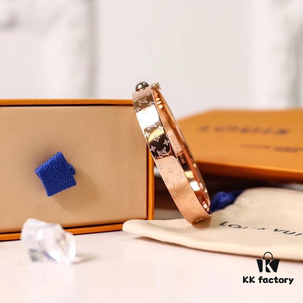692fcd1399f2d84055c897a2 Exclusive In-Stock! LV NANOGram Bracelet with Classic Monogram Pattern, Wide Cuff Design with Louis Vuitton Rivets, Elegant and Unique, Perfect for Daily Wear