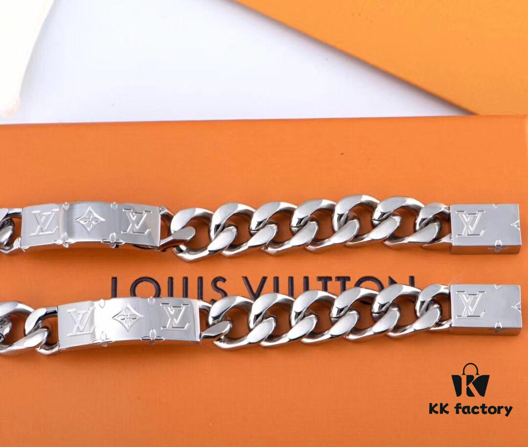 692fcd1699f2d84055c897a7 LV Long Plaque Chunky Bracelet, Unisex Design, Stylish and Rugged Look, Available in Male and Female Sizes