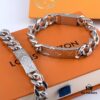 692fcd1799f2d84055c897ab LV Long Plaque Chunky Bracelet, Unisex Design, Stylish and Rugged Look, Available in Male and Female Sizes