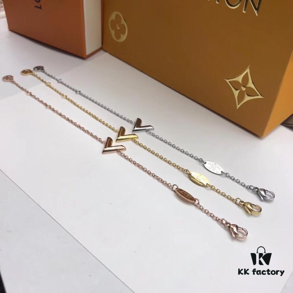Louis Vuitton Classic V-Shaped Bracelet, 18cm Adjustable Chain, Limited Edition