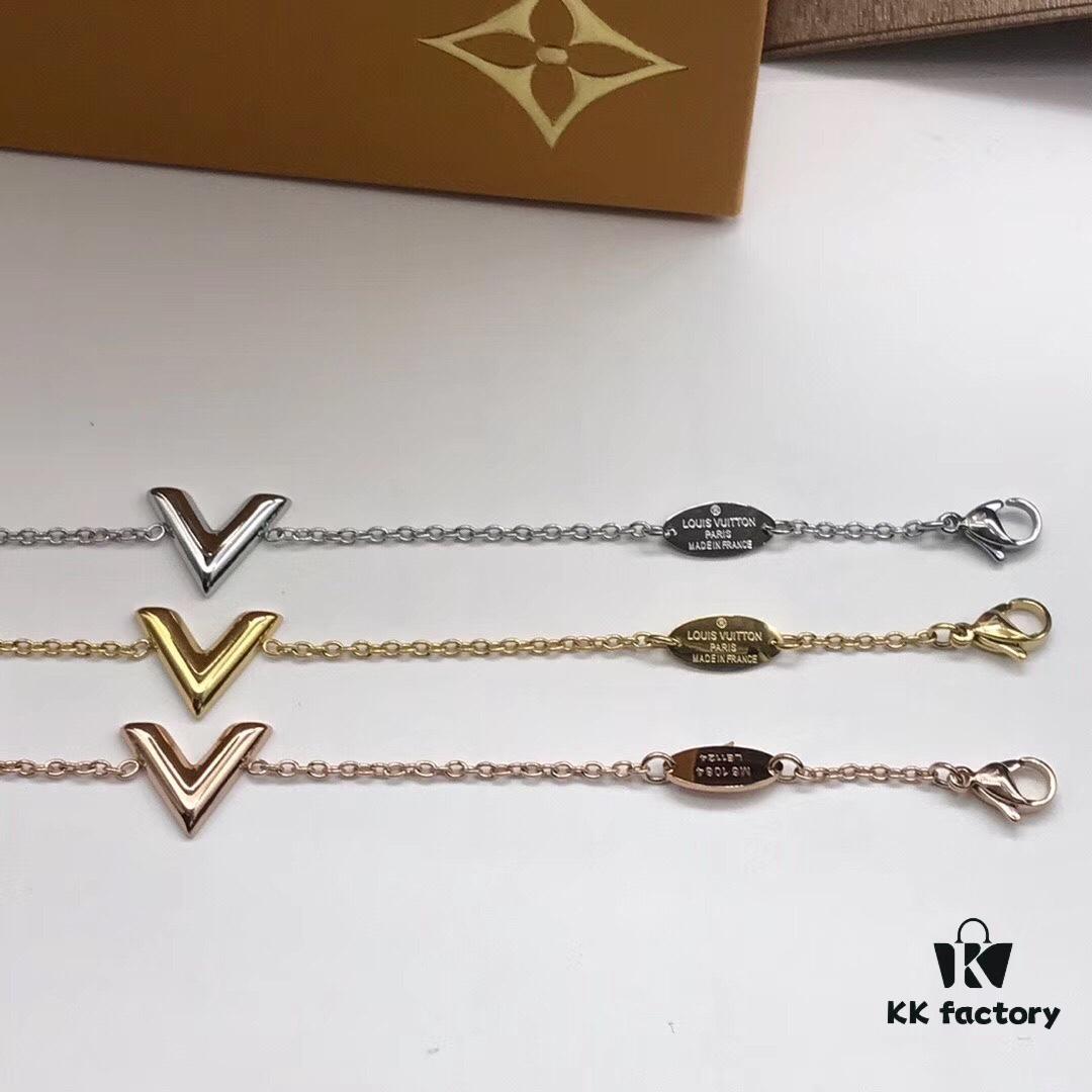 Louis Vuitton Classic V-Shaped Bracelet, 18cm Adjustable Chain, Limited Edition