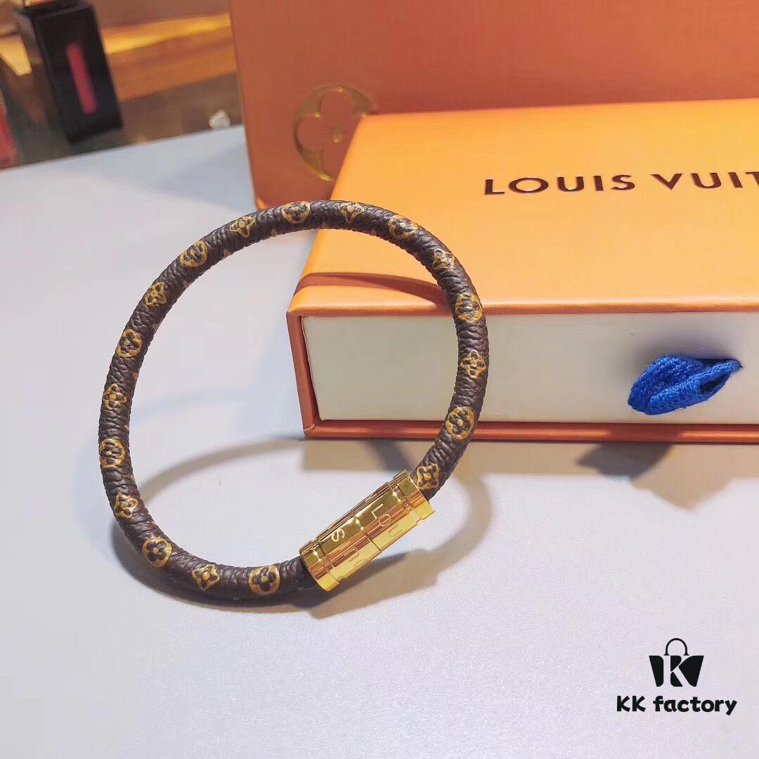 692fcd2799f2d84055c897ce LV Monogram Couple's Magnetic Clasp Leather Bracelet