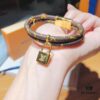 Fine Craftsmanship LV Double-Layer Monogram Leather Buckle Bracelet