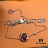692fcd3499f2d84055c897ec Limited Edition LV Red Agate Flower Pattern Pendant with Diamond-Cut Metal Frame, 925 Gold-Plated Silver Necklace
