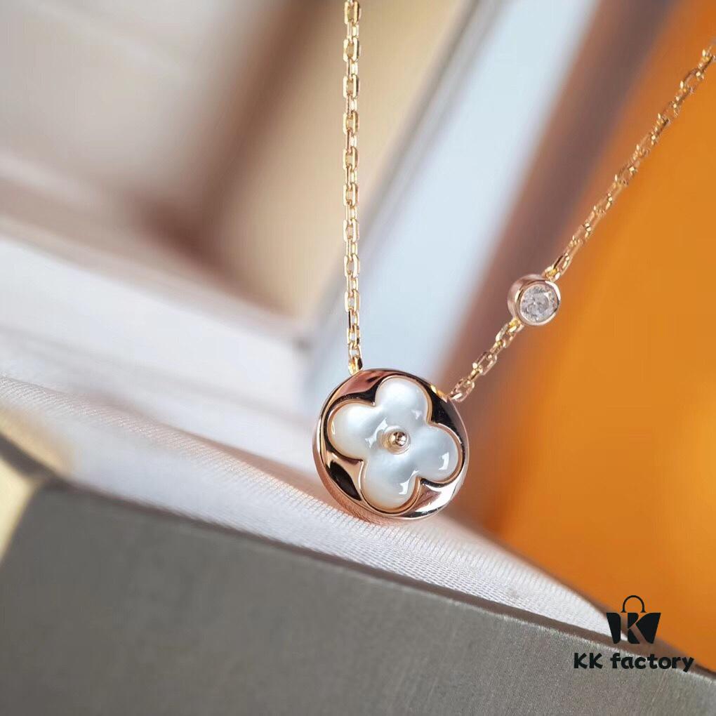 692fcd3b99f2d84055c897f8 LV Classic Monogram White Mother-of-Pearl Pendant Necklace