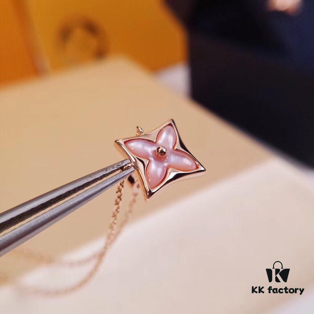 692fcd4699f2d84055c89812 LV-inspired Diamond-cut Pink Mother-of-Pearl Necklace in 18K Rose Gold Plated Sterling Silver