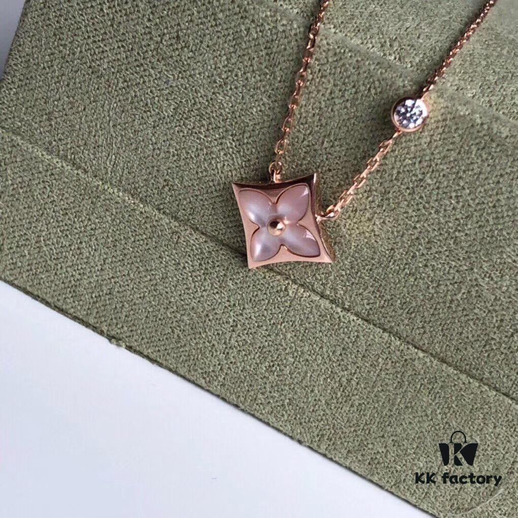 692fcd5199f2d84055c89822 LV-inspired Diamond-cut Pink Mother-of-Pearl Necklace in 18K Rose Gold Plated Sterling Silver