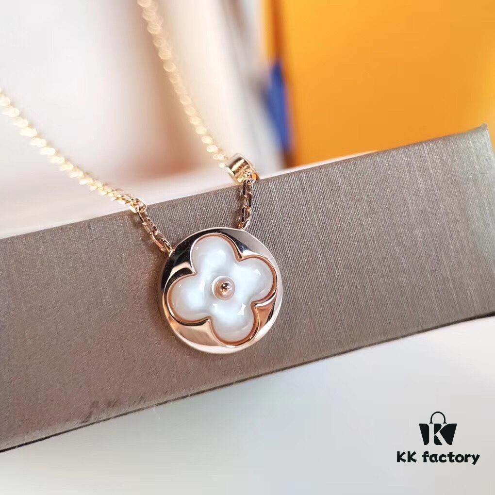 692fcd5c99f2d84055c89839 LV Classic Monogram White Mother-of-Pearl Pendant Necklace
