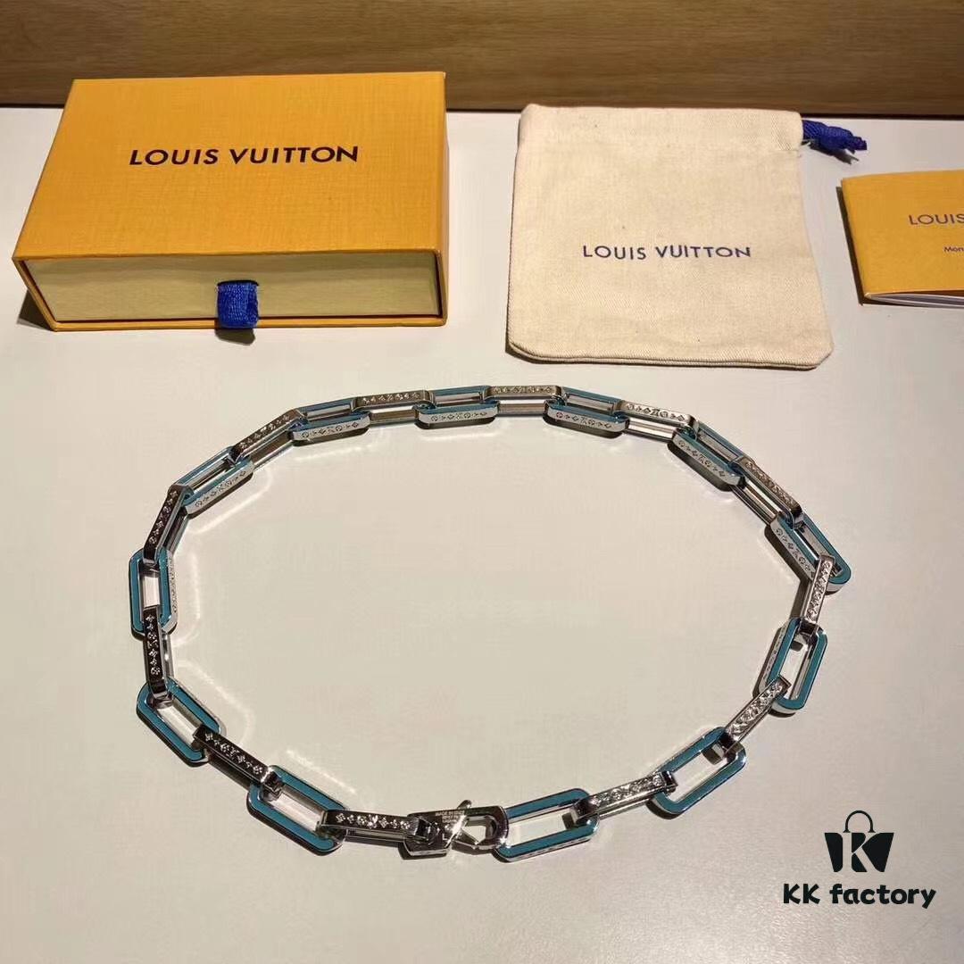 692fcd6299f2d84055c89840 LV Latest Bamboo Resin Blue Necklace Men's 316 Stainless Steel Full Metal Necklace Monogram Bracelet