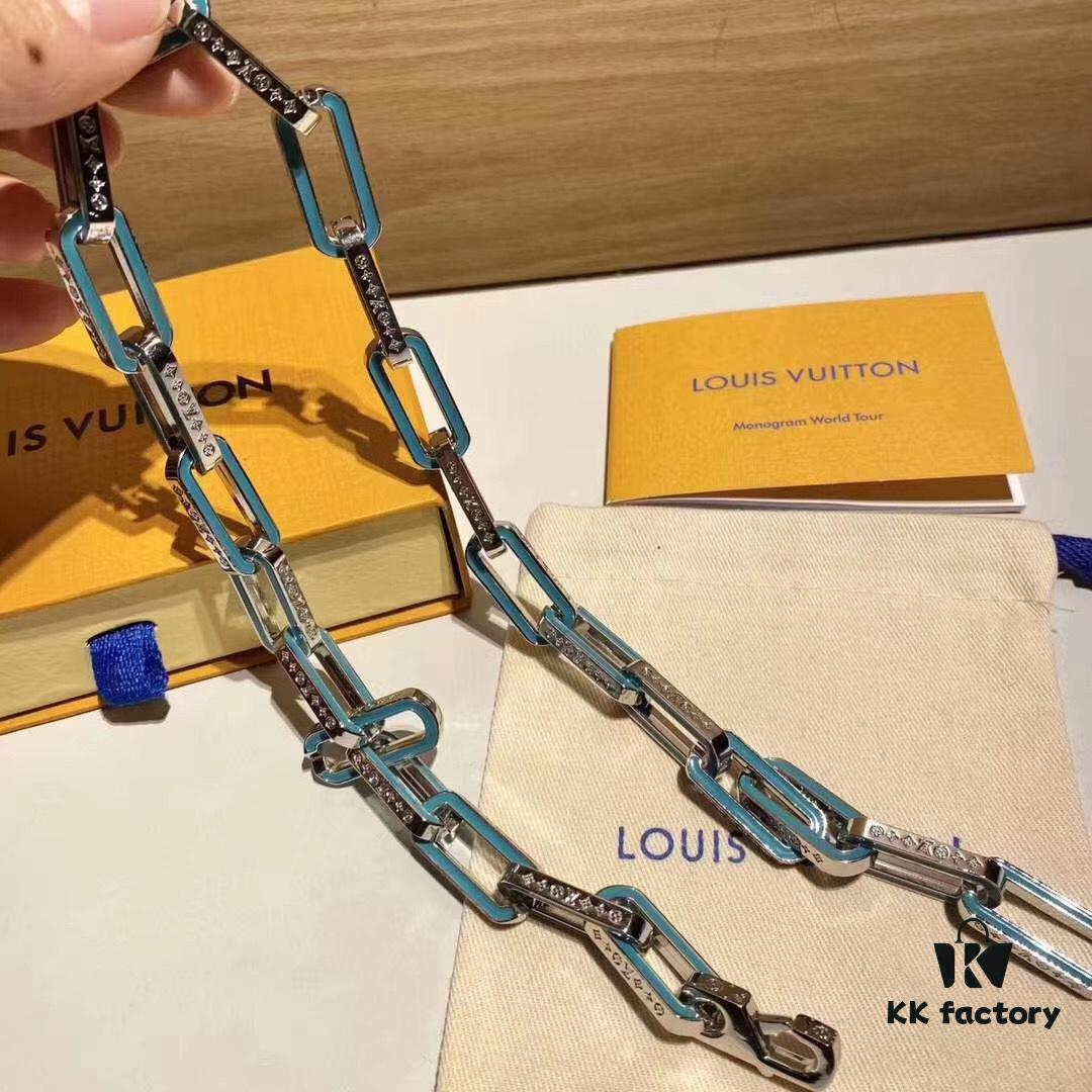692fcd6399f2d84055c89843 LV Latest Bamboo Resin Blue Necklace Men's 316 Stainless Steel Full Metal Necklace Monogram Bracelet