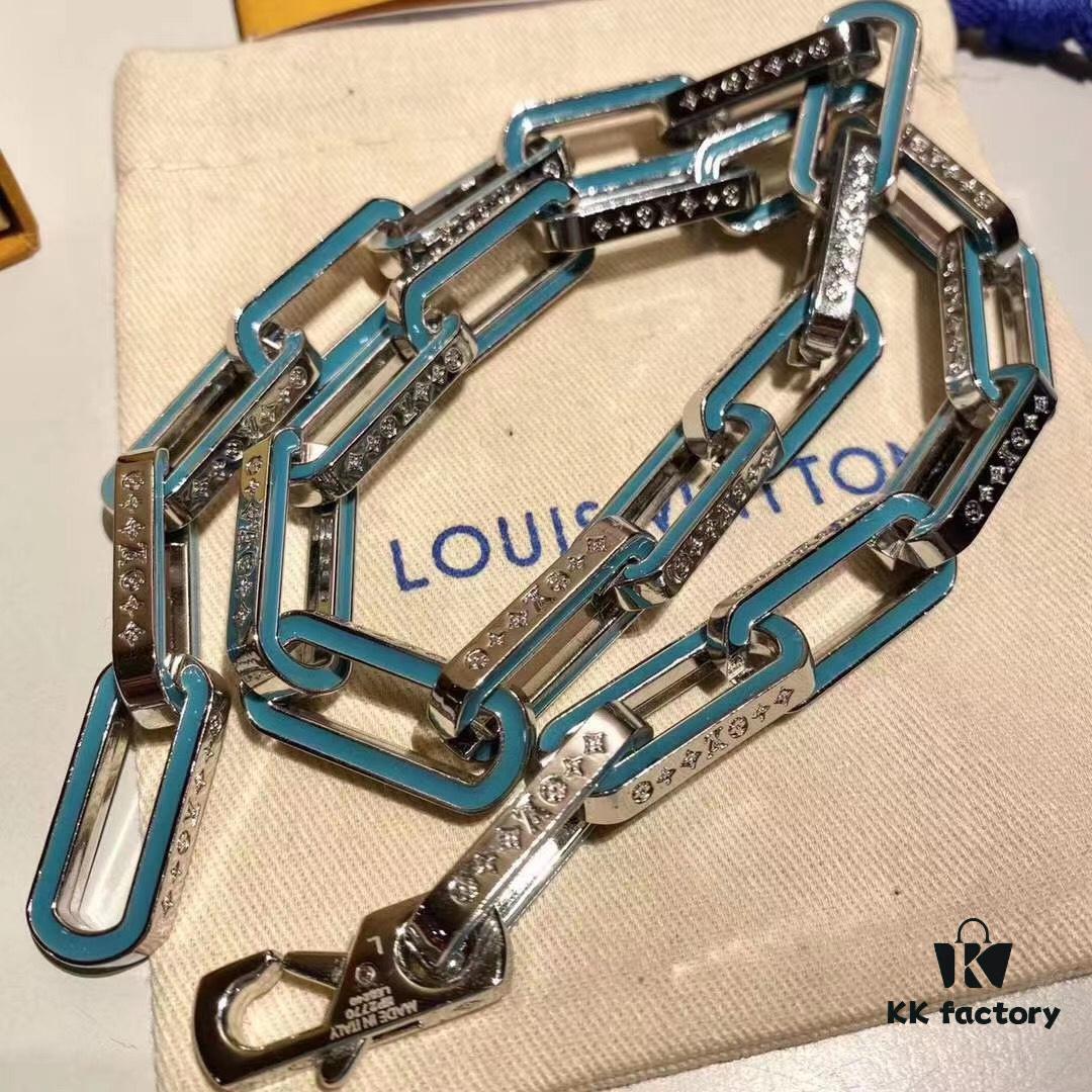 692fcd6499f2d84055c89844 LV Latest Bamboo Resin Blue Necklace Men's 316 Stainless Steel Full Metal Necklace Monogram Bracelet