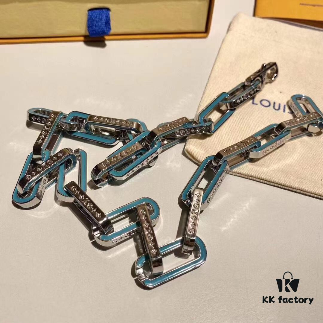 692fcd6599f2d84055c89845 LV Latest Bamboo Resin Blue Necklace Men's 316 Stainless Steel Full Metal Necklace Monogram Bracelet