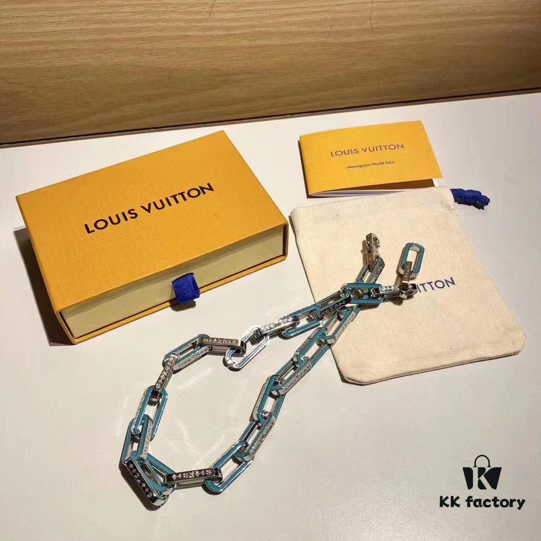 692fcd6699f2d84055c89847 LV Latest Bamboo Resin Blue Necklace Men's 316 Stainless Steel Full Metal Necklace Monogram Bracelet
