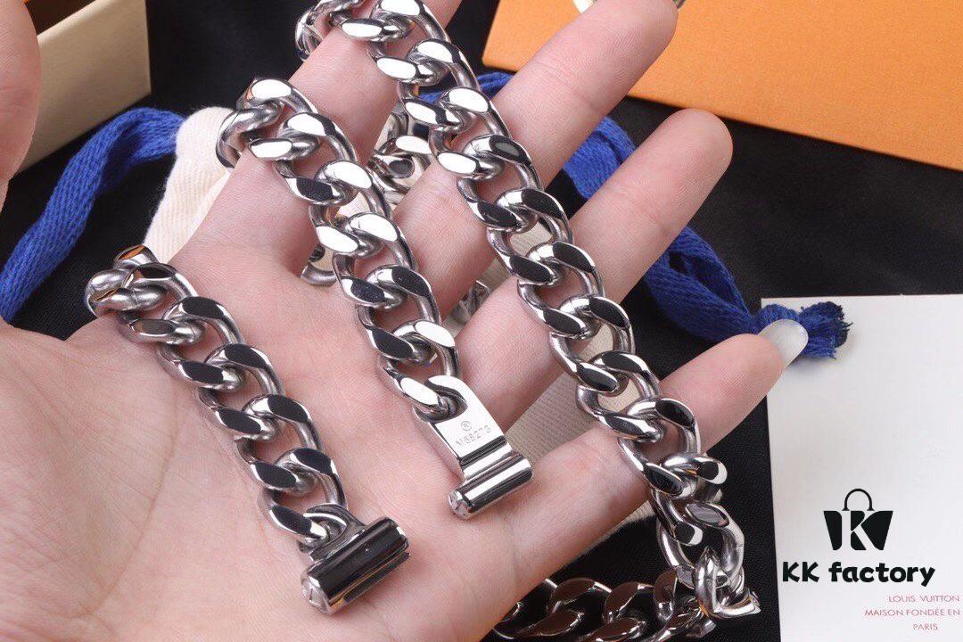 692fcd7899f2d84055c8985c Louis Vuitton LV Chain Links Stainless Steel Logo Necklace