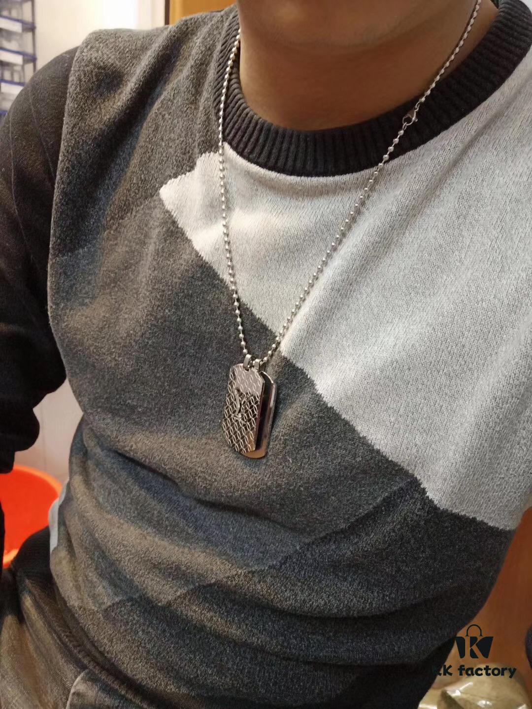 692fcd7f99f2d84055c89865 Fangpai LV Necklace Boutique Limited Edition, Stainless Steel Hollow-Out Double LV Pendant, Geometric Square Design, Three Colors Available