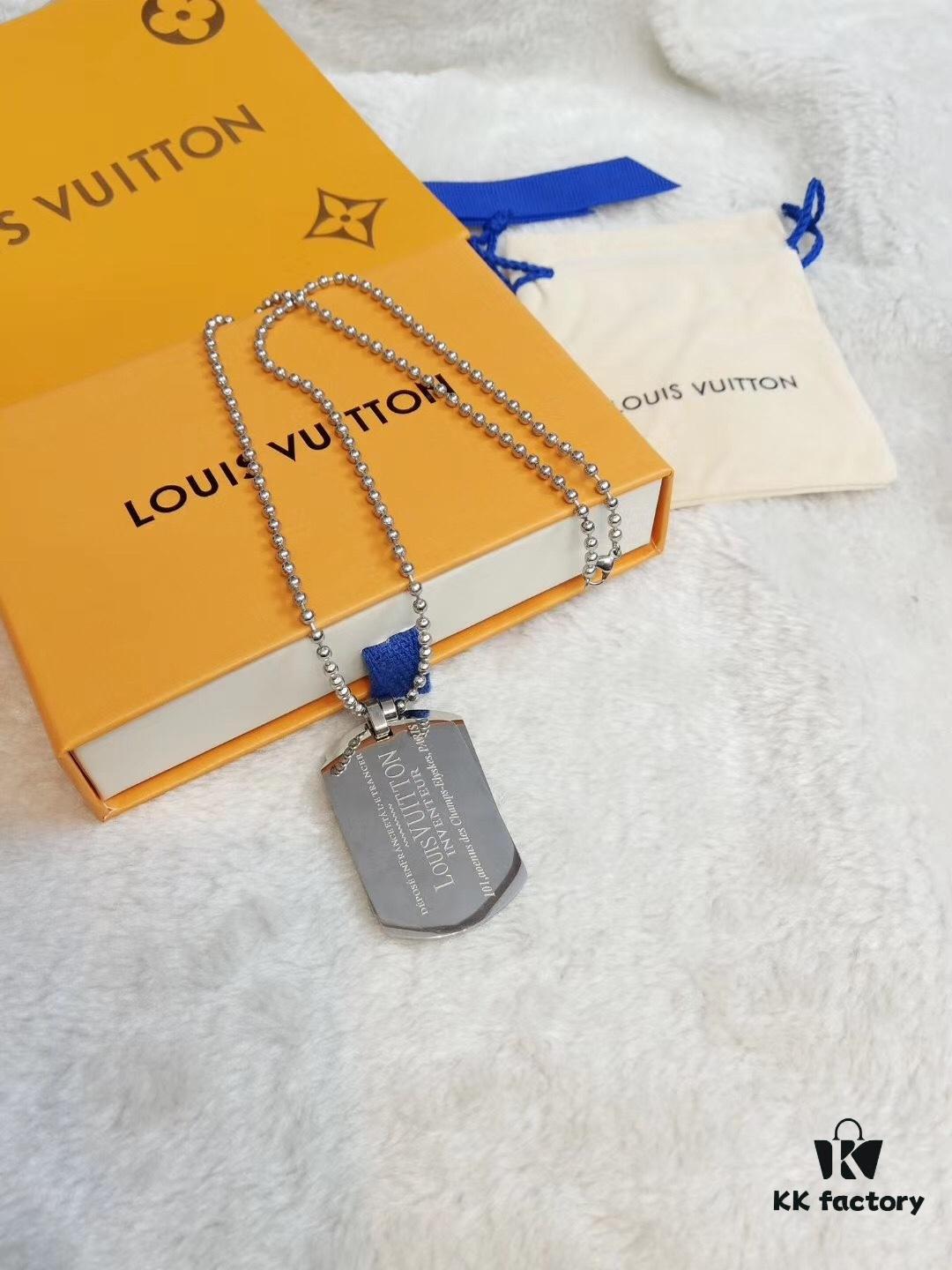 692fcd8599f2d84055c8986f Fangpai LV Necklace Boutique Limited Edition, Stainless Steel Hollow-Out Double LV Pendant, Geometric Square Design, Three Colors Available