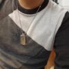 692fcd8a99f2d84055c89878 Fangpai LV Necklace Boutique Limited Edition, Stainless Steel Hollow-Out Double LV Pendant, Geometric Square Design, Three Colors Available