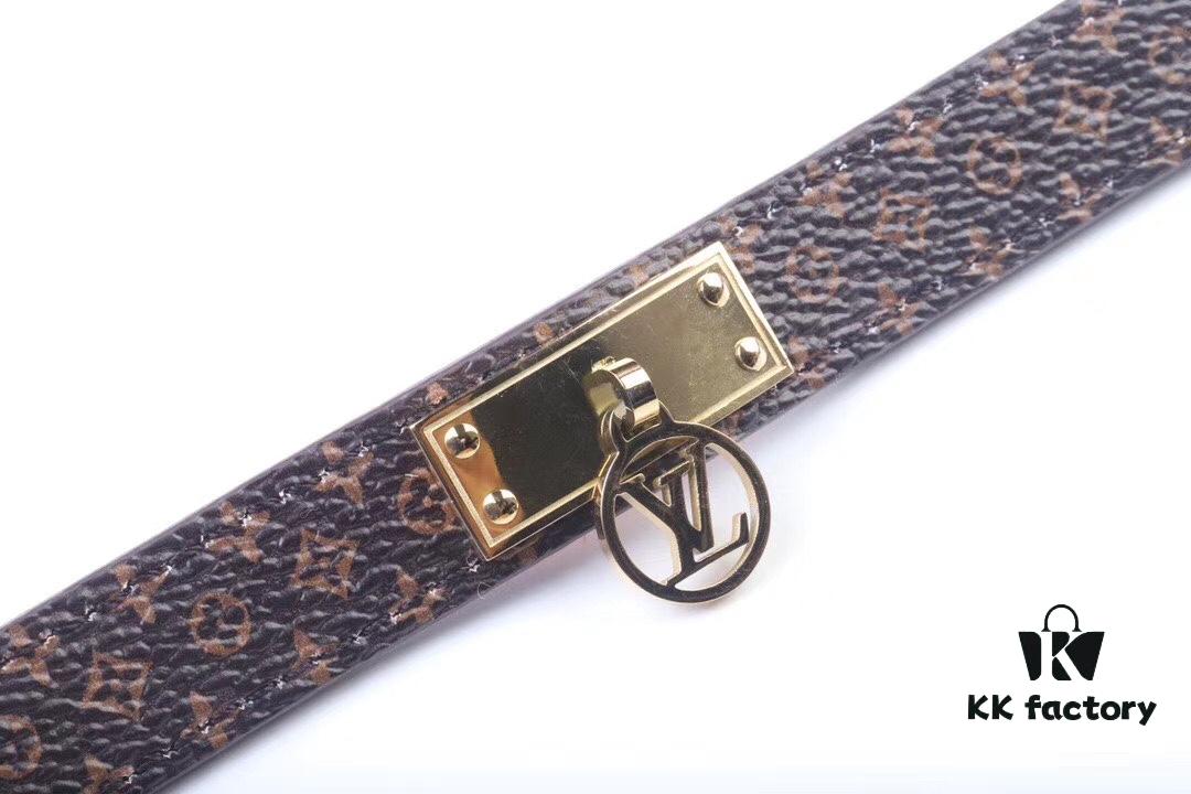 692fcd9199f2d84055c89889 Louis Vuitton LV Monogram Leather Bracelet ● Authentic Pattern, Best Quality Replica, Brass Hardware, Calfskin Lining, Unisex Design