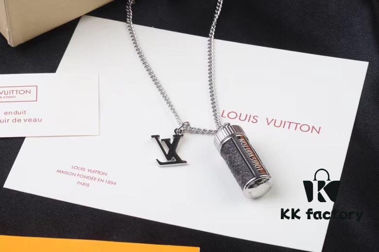 692fcdc799f2d84055c898f8 LV Perfume Bottle Necklace, Rotatable Design with Monogram Leather Accent, Unisex Fashion Pendant for Fragrance or Charms