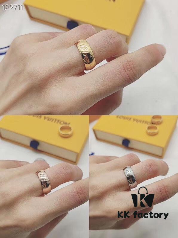 692fcdd699f2d84055c8991e High-Quality Replica Louis Vuitton LV Flower and Logo Letter Stamped Couple Ring Unisex