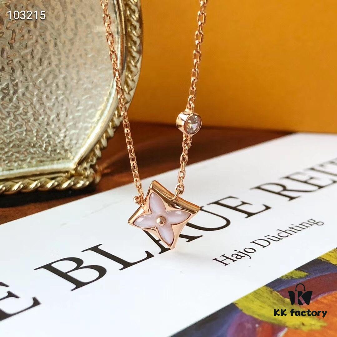 692fcdde99f2d84055c8992e LV Pink Rhombus White Mother-of-Pearl Single Diamond Necklace