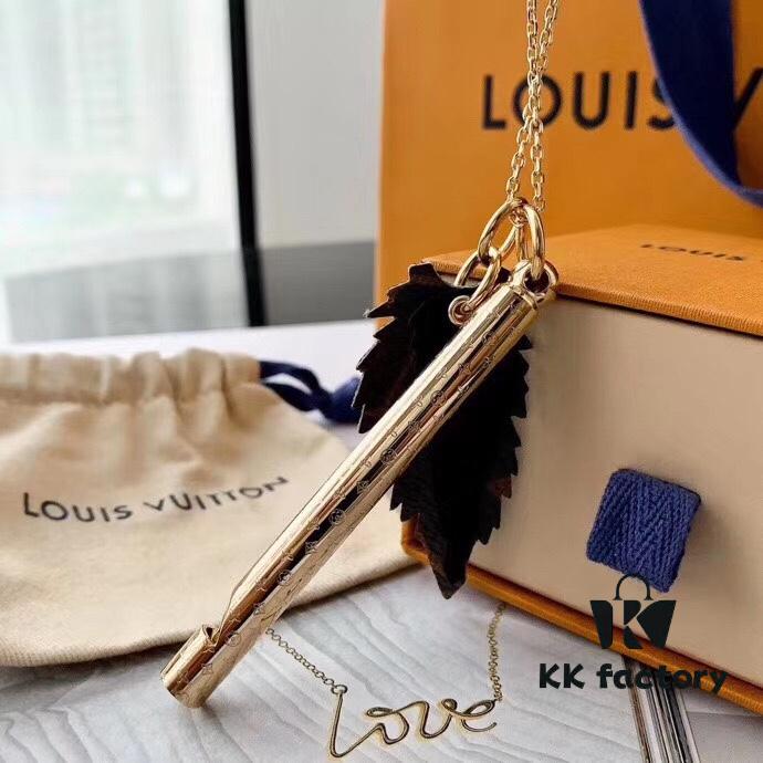 Latest LV Calfskin Monogram Canvas Whistle Pendant Necklace