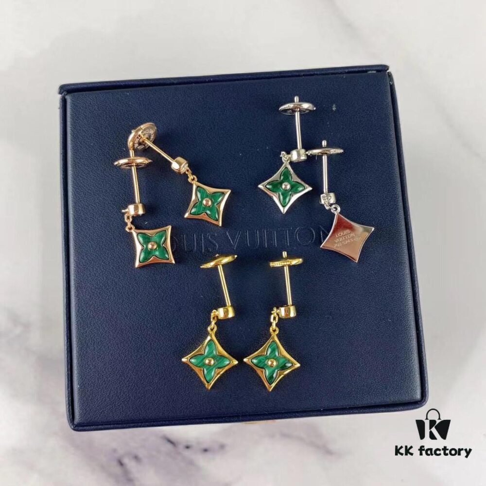 692fcdfe99f2d84055c89970 Sterling Silver 925 18K Gold Plated LV High-End Craftsmanship Natural Peacock Green Stud Earrings Color Blossom Earrings