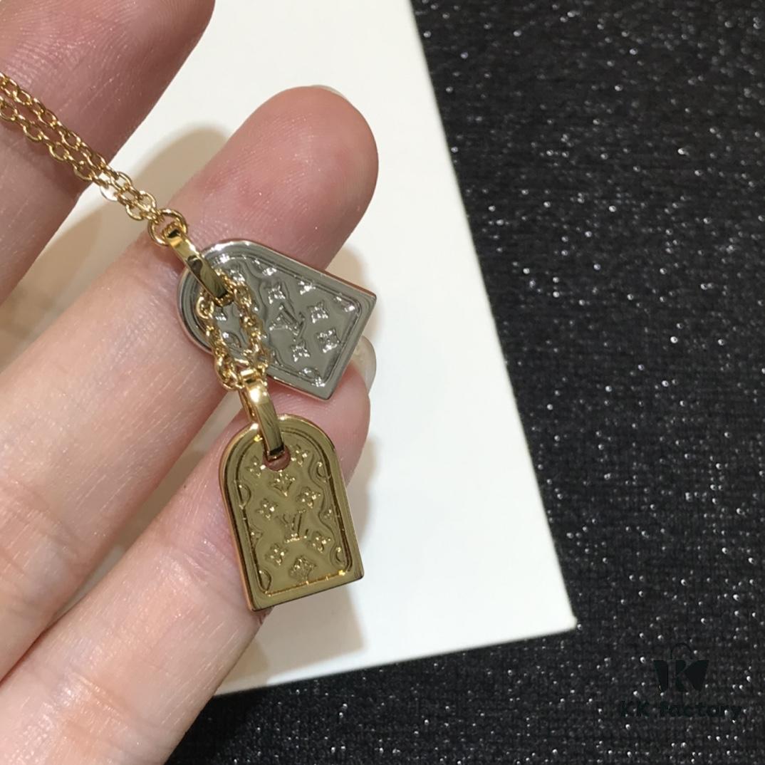 692fce6b99f2d84055c89a2a Same Style as Zhong Chuxi's - Must Buy, Keep One for Yourself - LV Classic Two-Tone Pendant Necklace and Bracelet Set
