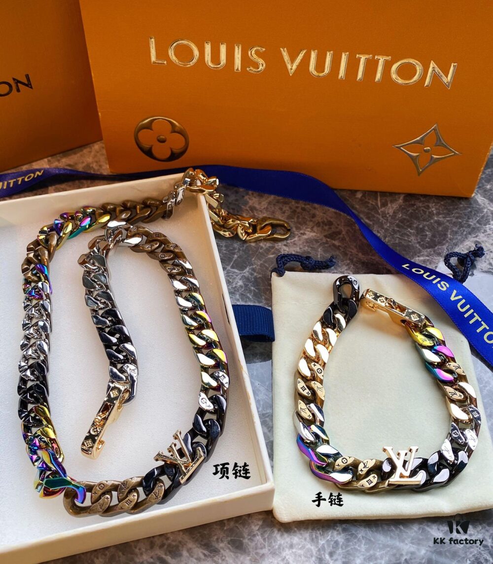 Lv New Cuban Necklace, Candy Colors, 48cm Length