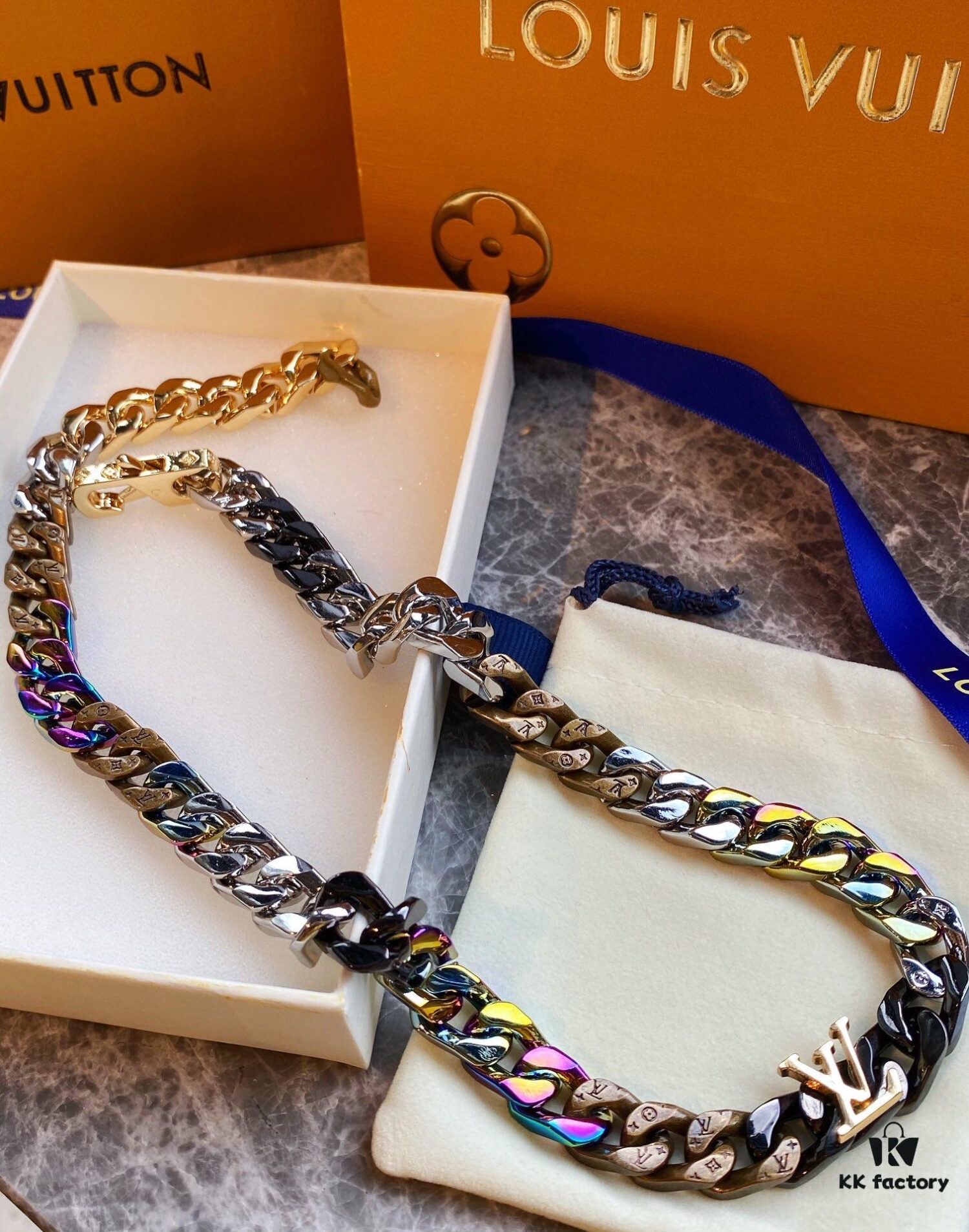 692fce7999f2d84055c89a46 Lv New Cuban Necklace, Candy Colors, 48cm Length