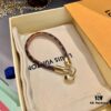 692fce7e99f2d84055c89a52 LV Leather Strap Bracelet with Heart Pendant