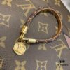 692fce8599f2d84055c89a5c LV Leather Cord Bracelet with Letter Pendant