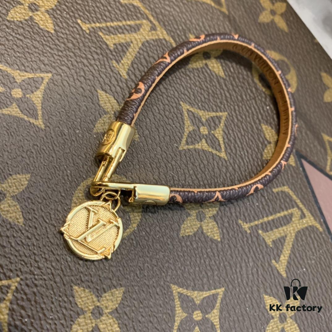 692fce8599f2d84055c89a5c LV Leather Cord Bracelet with Letter Pendant