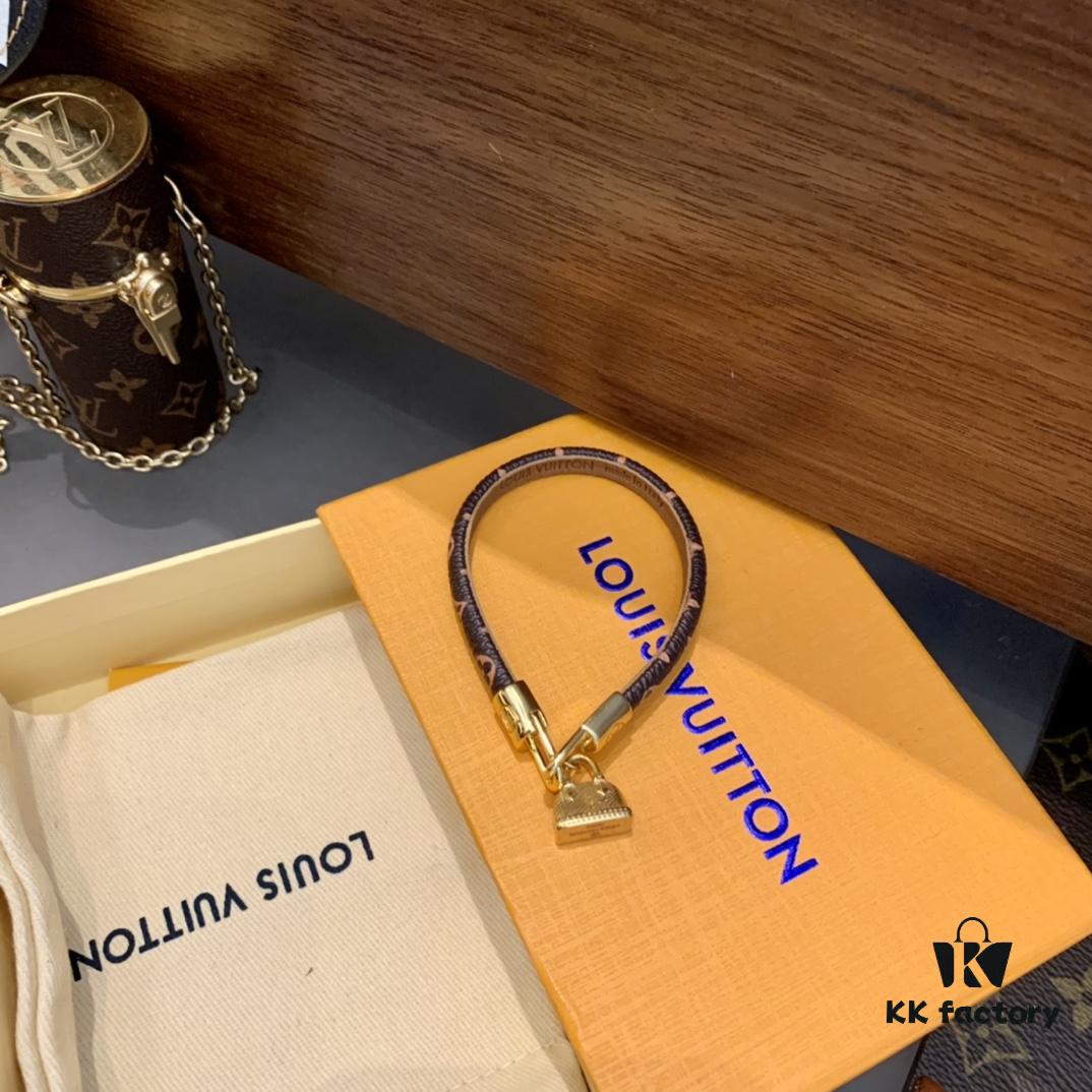 LV Leather Cord Bracelet with Pendant for Shell Bag