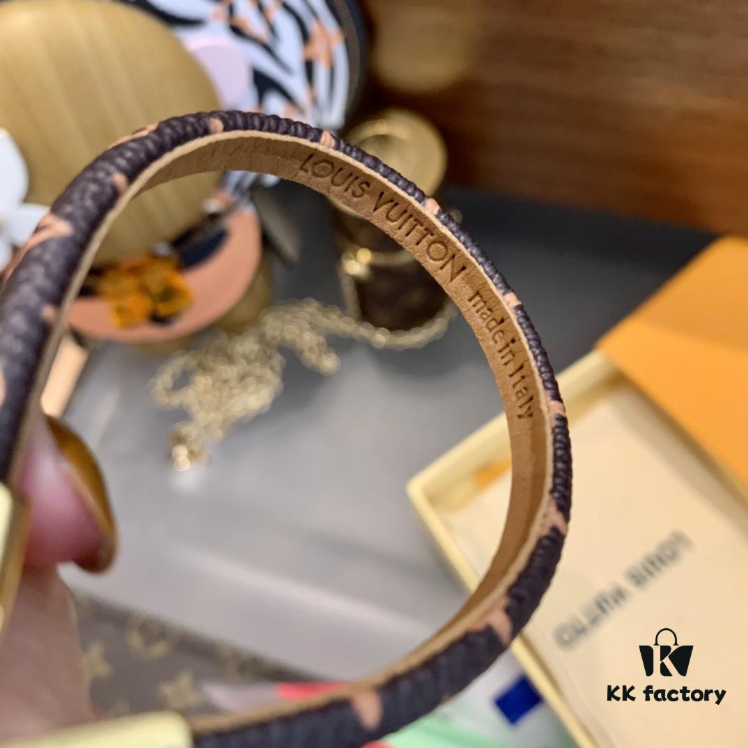 LV Leather Cord Bracelet with Pendant for Shell Bag