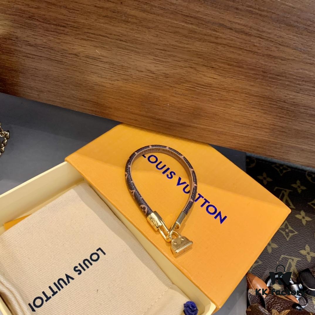 LV Leather Cord Bracelet with Pendant for Shell Bag